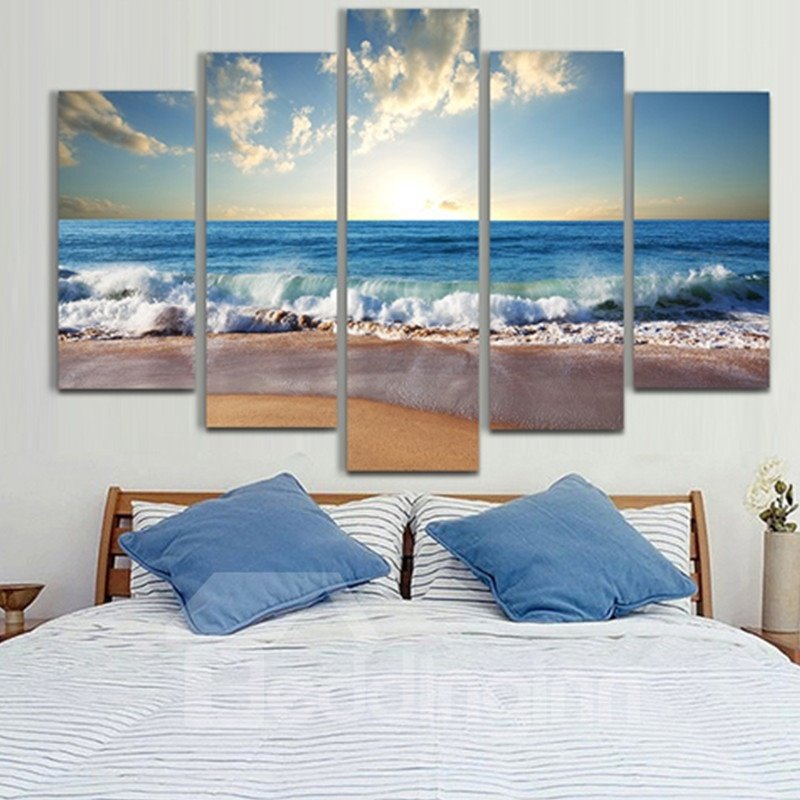 Grapes with Green Leaves and Wine Glasses 5-Piece Canvas Non-framed Wall Prints