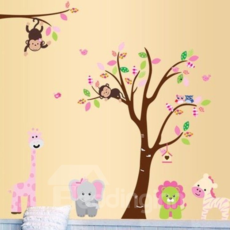 Cute Animal in Forest Pattern Home Decoration Wall Stickers