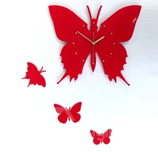 Reloj de pared con forma de mariposa hermosa negra de diseño moderno