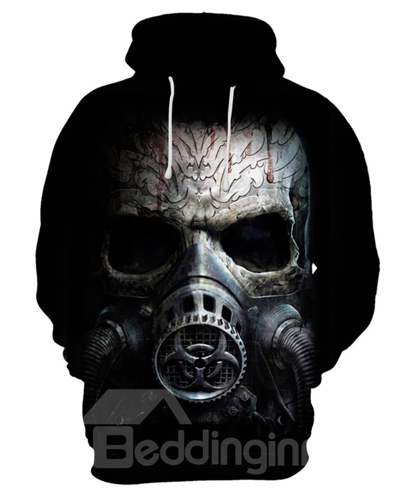 Pullover Unisex Halloween Langarm Kängurutasche 3D bemalter Kapuzenpullover