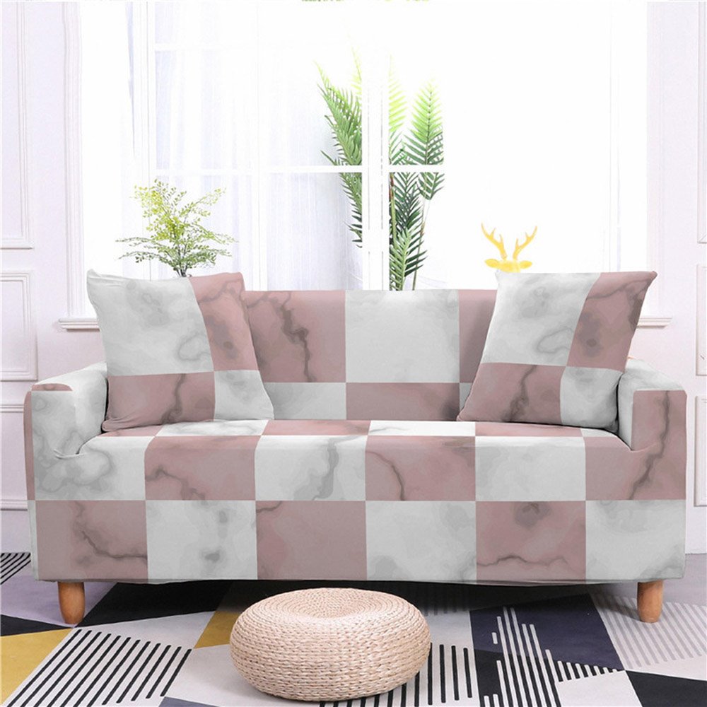 1/2/3/4 Seater Stretch Sofa Cover Geometric Marble Printed Couch Covers Slipcovers Elastic Universal Furniture Protector