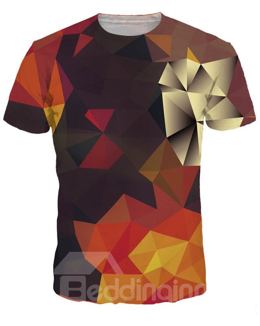 Unisex Casual Geometry Short Sleeve 3D Pattern T-Shirt