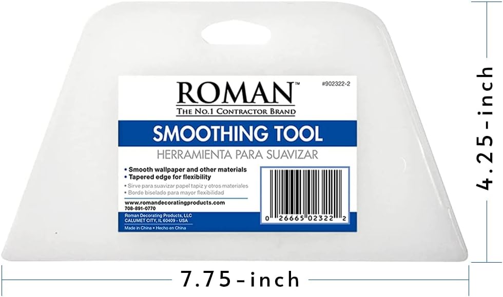 ROMAN’s Wallpaper Smoothing Tool for Home Improvement, Wallpaper Smoother for Installation, 7.75-Inch Wide, Plastic, White
