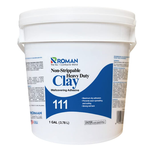 Roman 111 Non-Strippable Heavy Duty Clay Wallpaper Adhesive - Maximum Tack Wallpaper Paste - 1 Gallon, Tan