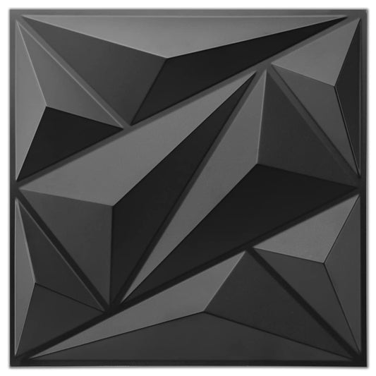 Art3dwallpanels 33 Pack 3D Wall Panel Diamond for Interior Wall D¨¦cor, PVC Flower Textured Wall Panels for Living Room Lobby Bedroom Hotel Office, Black, 12''x12'' Cover 32.Sq.Ft.