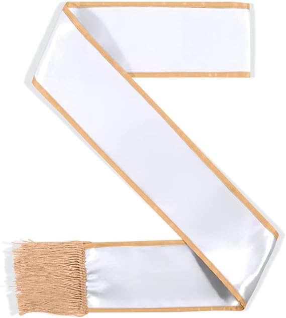 Party to Be Plain Sash with Tassels Blank Satin Sash for Adults 3.9" Wide x 74.8" in Total Length