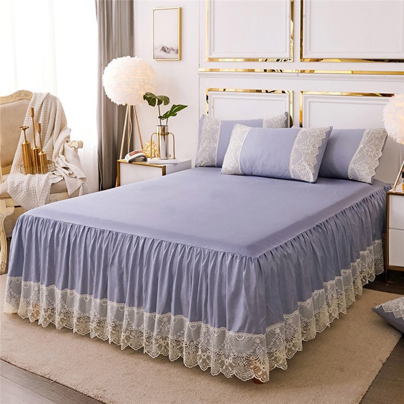 Simple Style Solid Color Bed Skirt Country Style Lace Bed Skirts Polyester