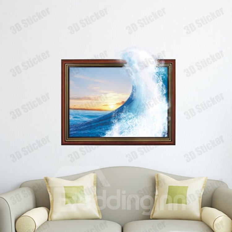 Vinilo decorativo Increíbles y hermosas olas del mar en 3D