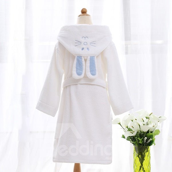 Preciosa bata de algodón grueso con capucha de conejo para niños