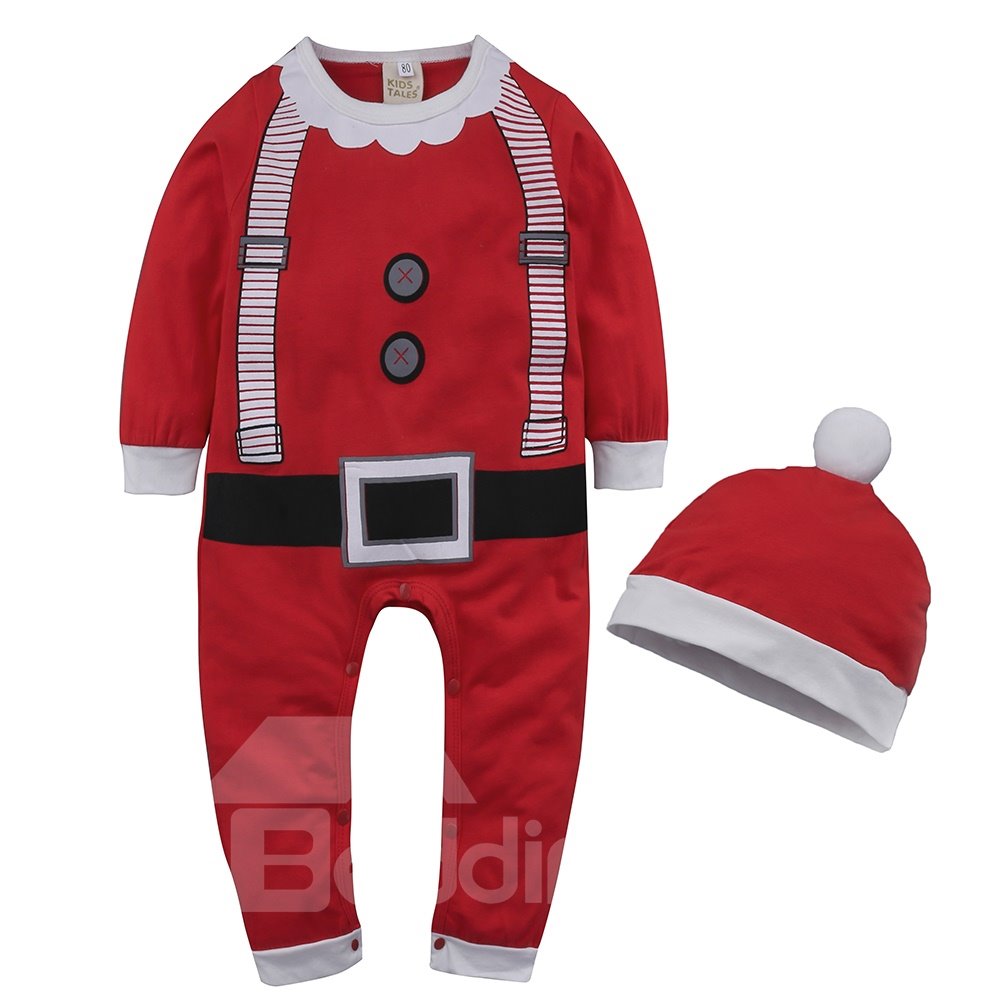 Toddler Boys Girls Christmas Costume Romper Props Jumpsuit+Hat