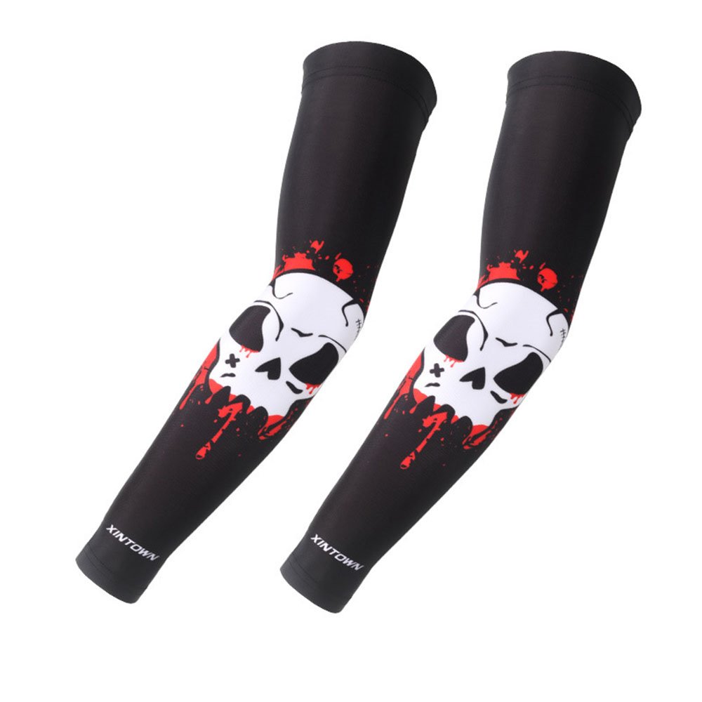 Skull Tiger Print Ice Silk Cooling Arm Sleeves Cover Basketball Golf Sport UV Sun Protection Cycling Sports