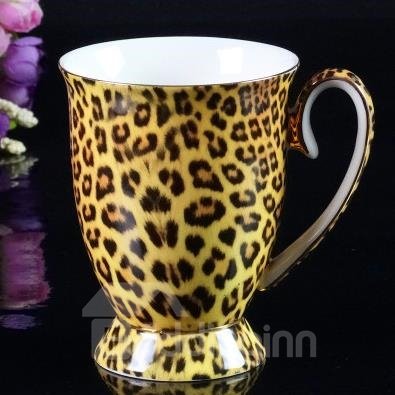 Fantástica taza creativa de grano de leopardo de porcelana de hueso