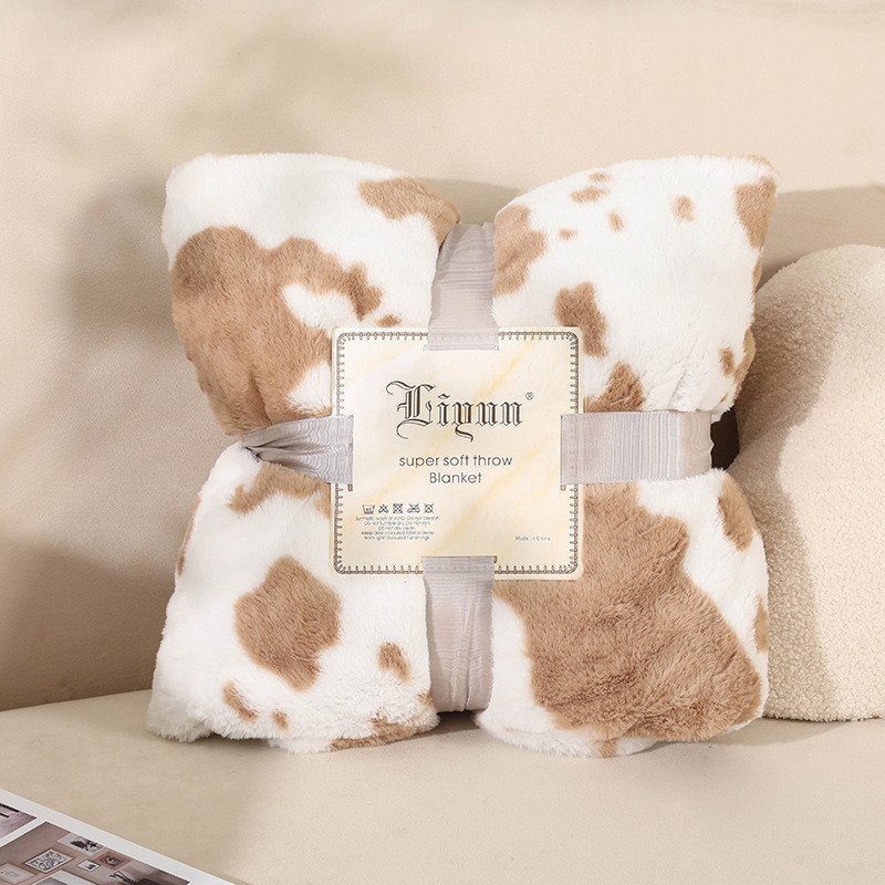 Cow/Love Pattern Blanket Double-layer Air-conditioning Blanket Sofa Blanket Siesta Blanket Keep Warm