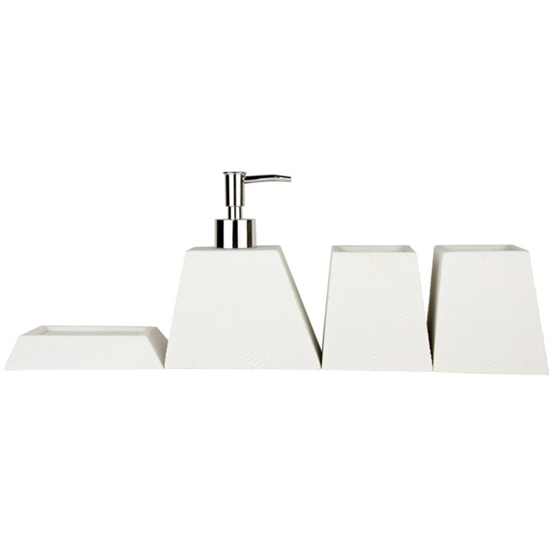 Contemporary Concise Pure Colored Resin 4-Pieces Bathroom Accessories