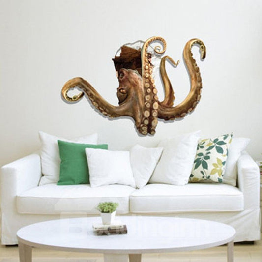 Amazing Decorative Octopus Through Hole 3D Wall Sticker