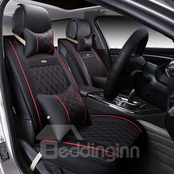 Durable PU Leather Seat Covers Universal Car Seat Covers Front and Rear Split Bench Protection Covers Fit Most Sedans Truck SUV