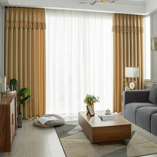 Modern Pure Color Linen Shading Curtains Double Pinch Pleat Blackout Curtains Custom 2 Panels Drapes for Living Room Bedroom Decoration No Pilling No Fading No off-lining