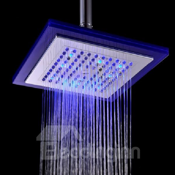 8 Inches LED Colors-changing ABS Rectangular Shower Head Faucet