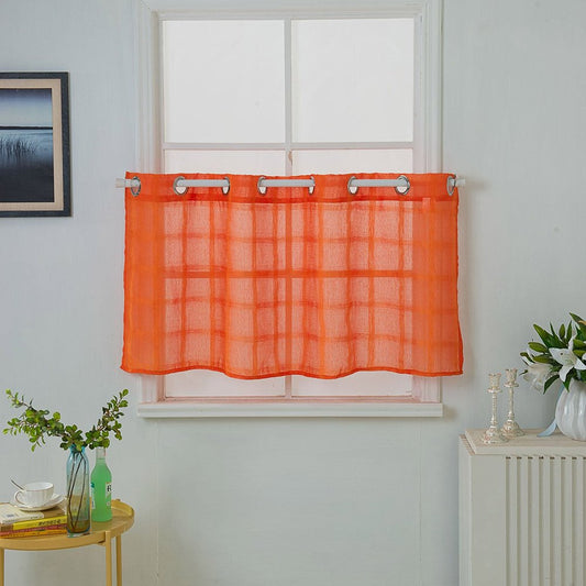 Modern Solid Color Polyester Window Valance 1Pc Sheer Voile Short Curtain for Kitchens Bathrooms Basements & More