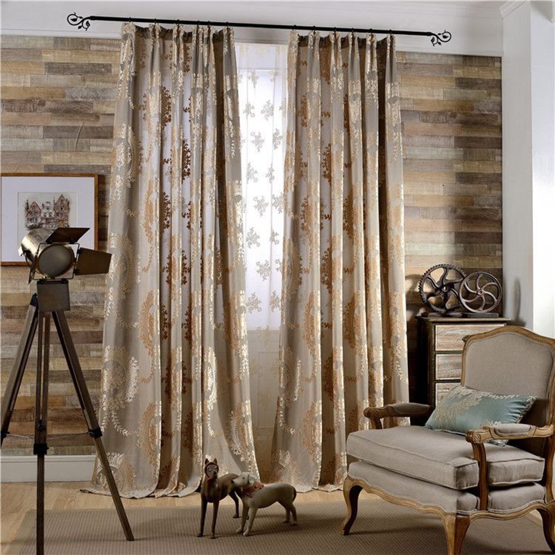 Vintage European Style Jacquard Custom Blackout Curtains for Living Room No Pilling No Fading No off-lining
