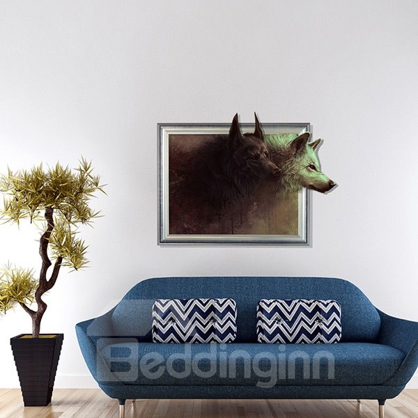 Wild Wolf Framed Picture Removable 3D Wall Sticker