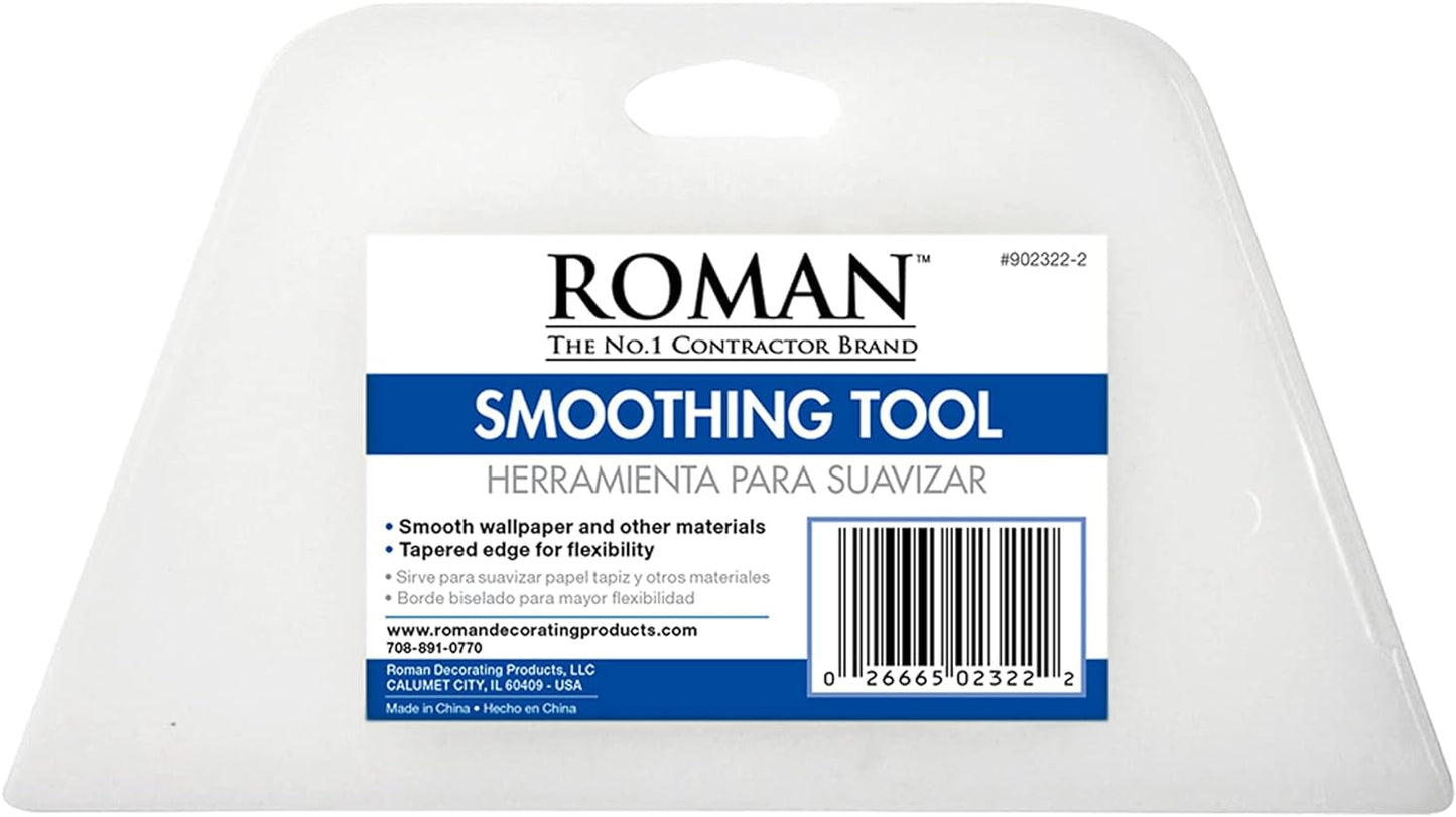ROMAN’s Wallpaper Smoothing Tool for Home Improvement, Wallpaper Smoother for Installation, 7.75-Inch Wide, Plastic, White