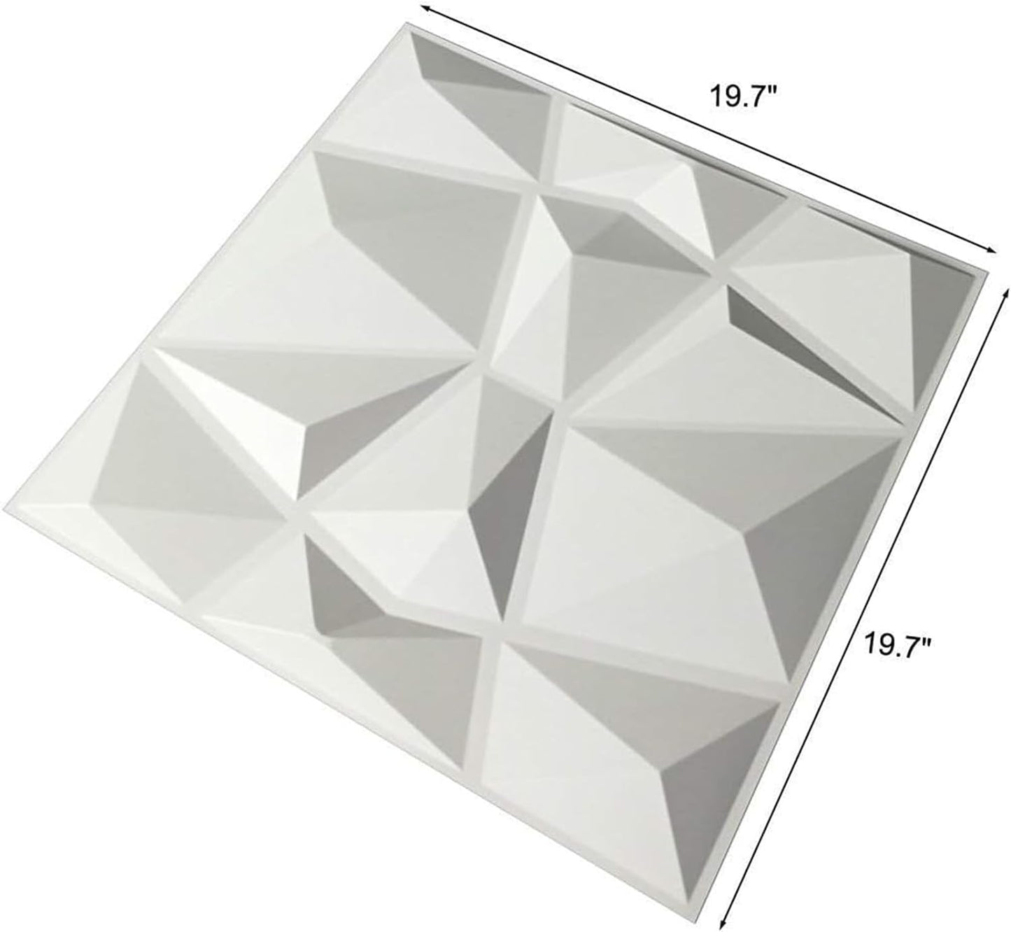 Art3d Textures 3D Wall Panels White Diamond Design Pack of 12 Tiles 32 Sq Ft (PVC)