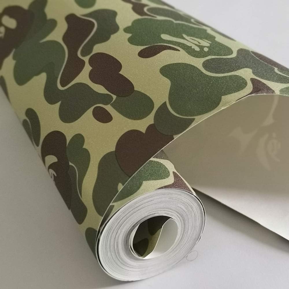 Taogift 17.7x117 Inches Self Adhesive Vinyl Green Camouflage Contact Paper Wallpaper for Walls Cabinets Shelves Room Furniture Decal Removable