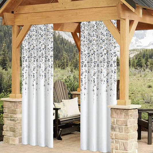 Modern Simple White Outdoor Curtains Grommet Top Cabana Curtain Waterproof Sun-proof Heat-insulating 1 Panel