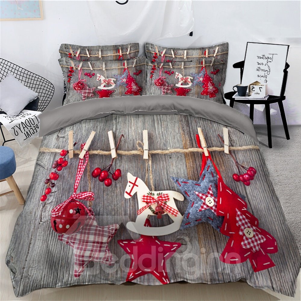 Hanging Christmas Ornaments Printed 3D 4-Piece Bedding Sets/Duvet Covers