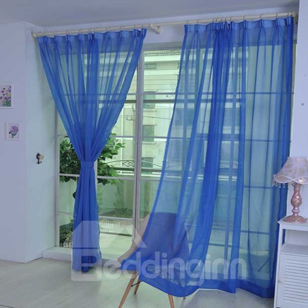 Cost-Effective Pure Colored Blue Custom Sheer Curtain