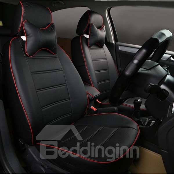 Classic And Concise Designed Pure Color PU Leatherette Material Custom Fit Car Seat Covers