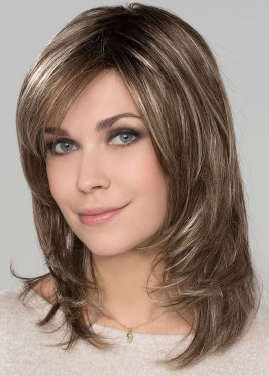 Human Hair Women Lace Front Cap Natural Straight 14 Inches 120% Wigs Heat Resistant Natural Looking Daily Party Wigs Cosplay Wigs with Natural Bangs with Free Wig Cap