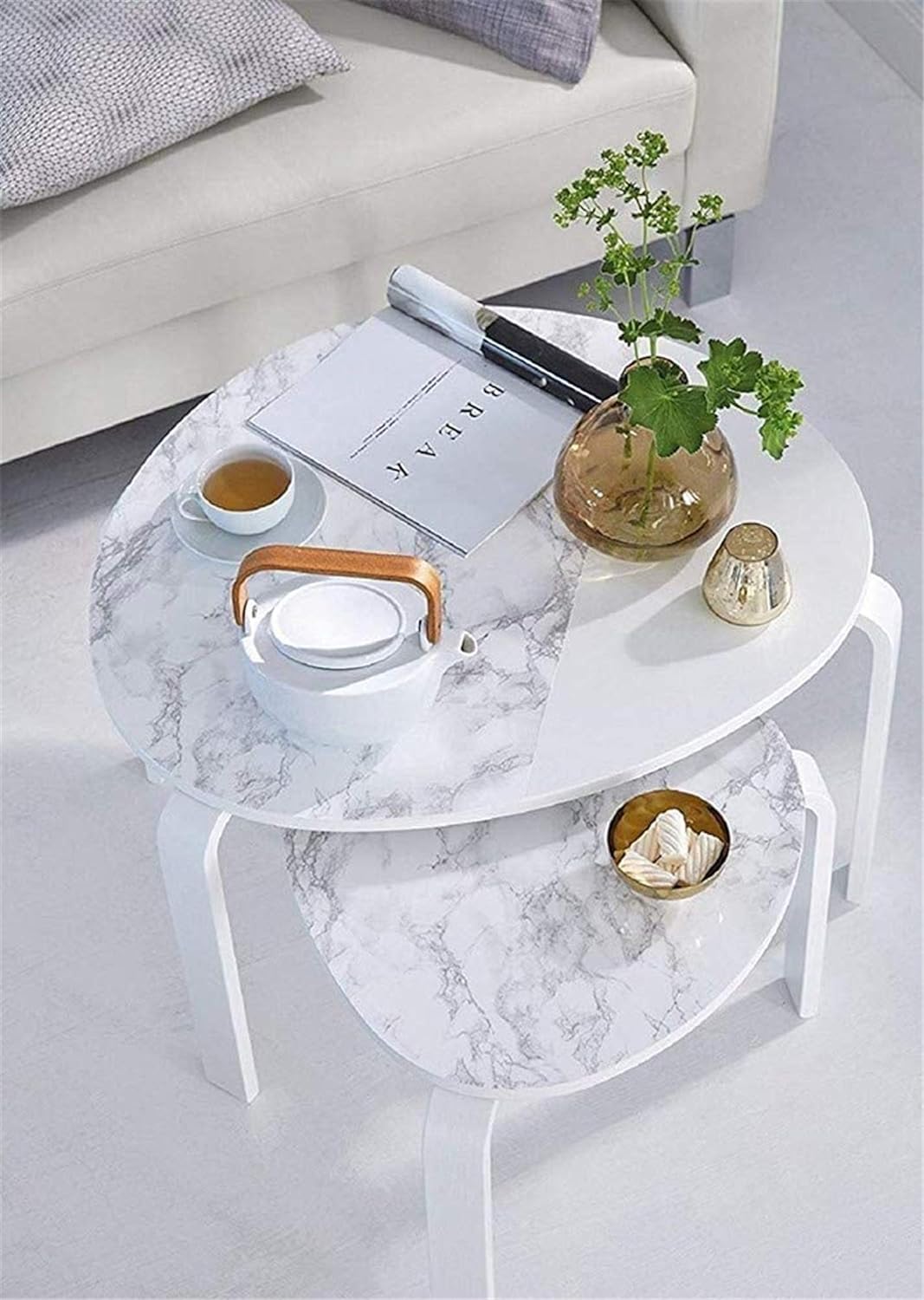 Yancorp White Gray Marble Wallpaper Easily Removable Grey Wallpaper Film Self-Adhesive Kitchen Peel and Stick Countertops Wallpaper Backsplash Shelf Liner (11.8"X120")