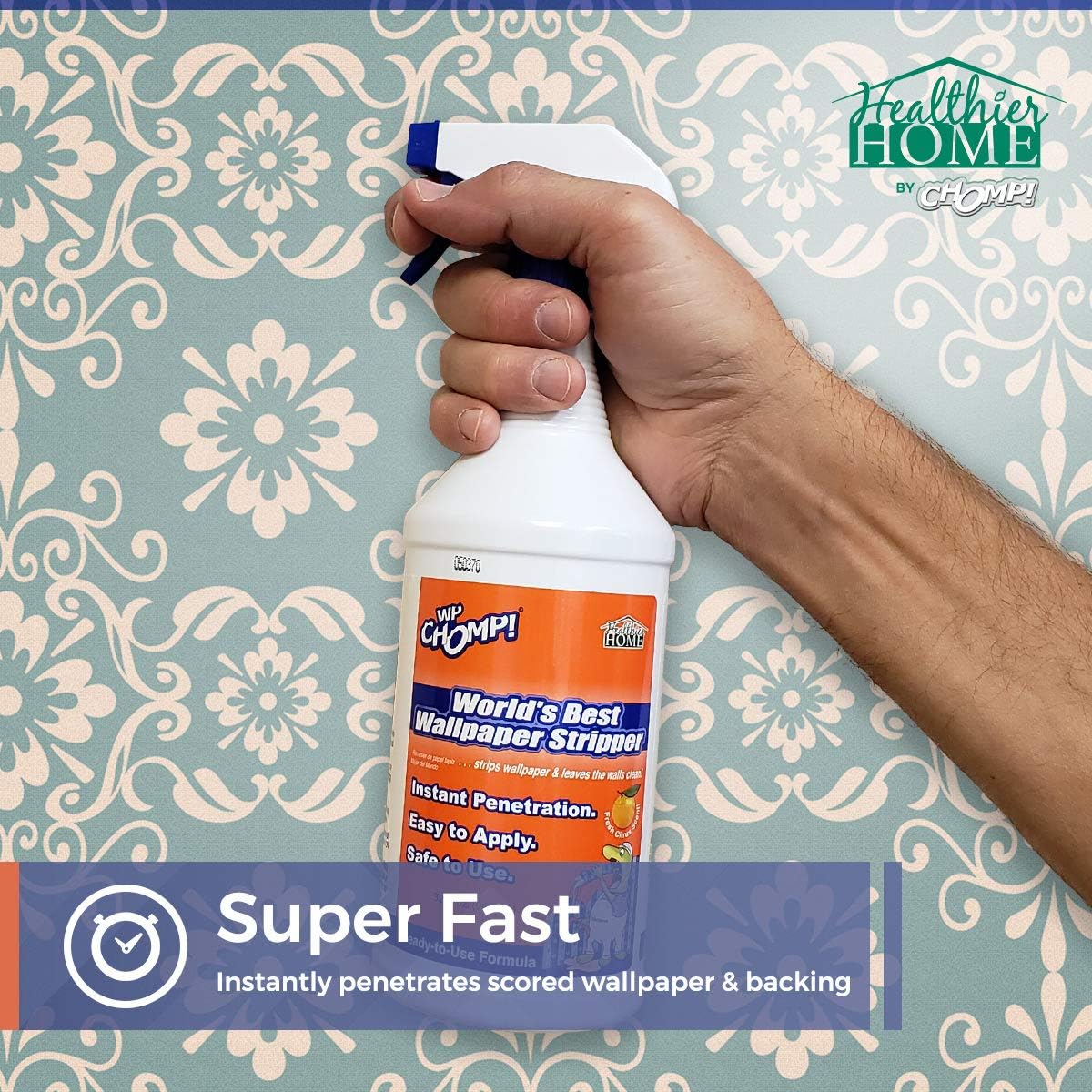 WP Chomp World’s Best Wallpaper Stripper: and Sticky Paste Remover, Citrus Scent 22oz Super Concentrate