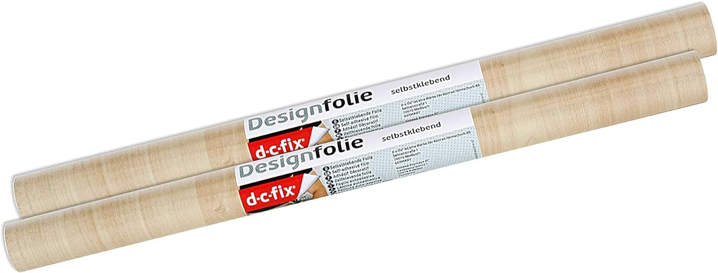 d-c-fix 346-0219-2PK Decorative Self-Adhesive Film, Maple Wood, 17" x 78" Roll, 2-Pack