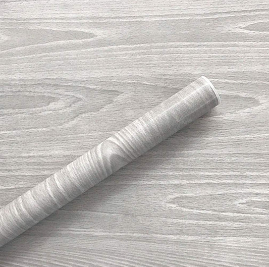 Yija self-Adhesive Thick Light Gray Wood Grain Furniture Stickers PVC Wallpaper cabinets Wardrobe,17.7 inch X 98inch