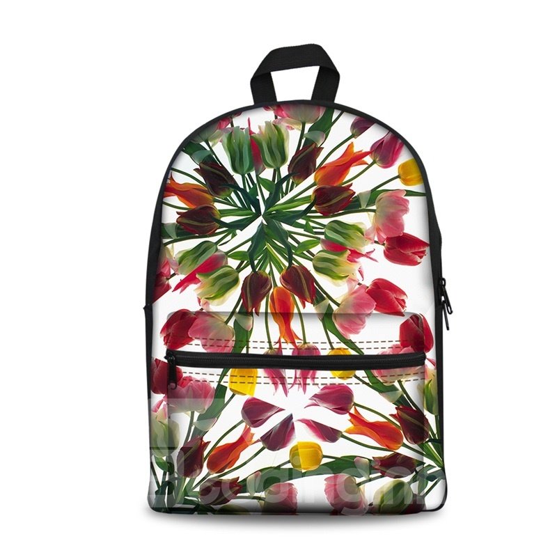 3D Modern Style Simplify Tulip Flowers Print Rucksack Schultaschen Coole lässige Laptop-Rucksäcke