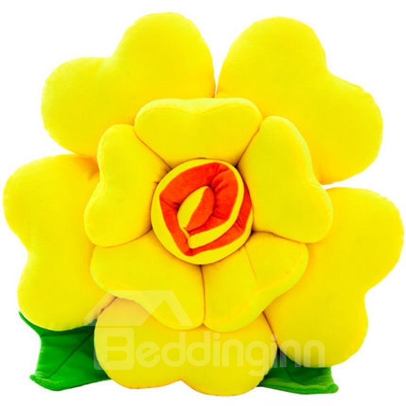 Fancy Multicolor Soft Plush Flower Shape Throw Pillow