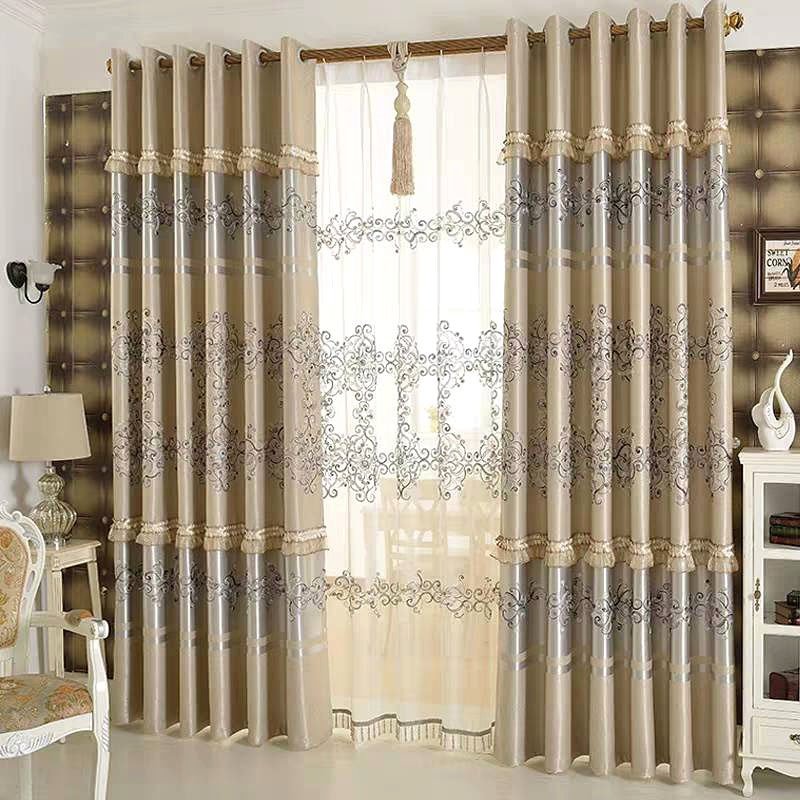 Elegant Embroidery Decoration Sheer Curtains for Living Room Custom 2 Panels Breathable Drapes No Pilling No Fading No off-lining