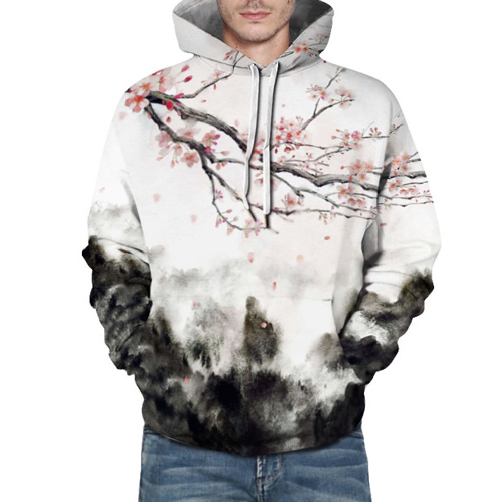 Creativo Blanco 3D Impreso Sudadera Con Capucha De Los Hombres Pintura De Tinta Traje De Pareja Sudaderas Con Capucha Unisex Moda Sudadera Suelta De Manga Larga Ropa Deportiva
