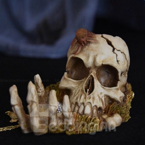 Fearful Emulational Resin Skull Shape Halloween Desktop Decoration