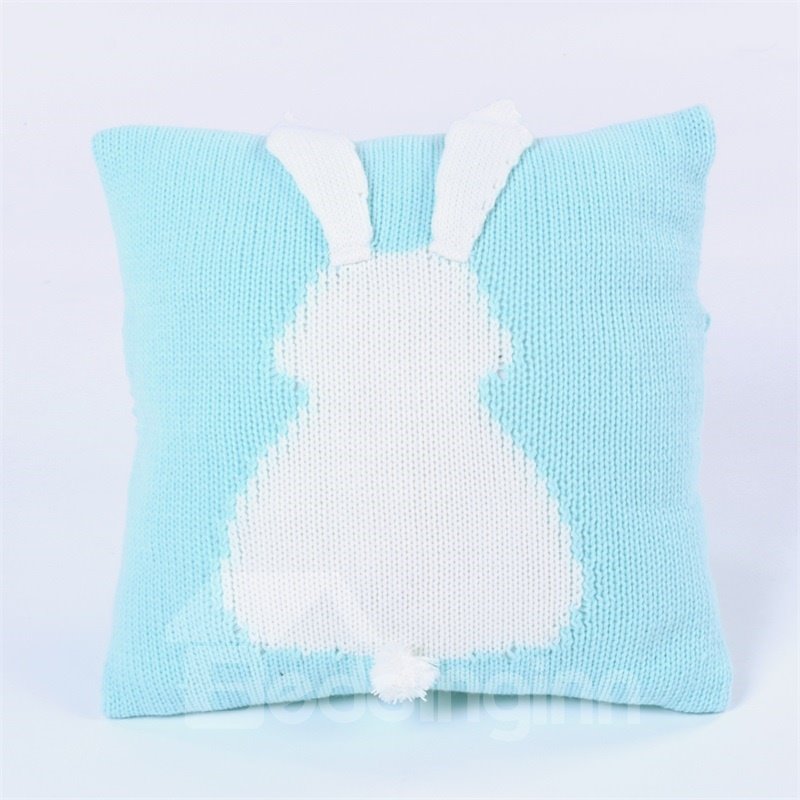 13.8*13.8in Simple Rabbit Knit Acrylic Fibers 5 Color Kids Soft Throw Pillow