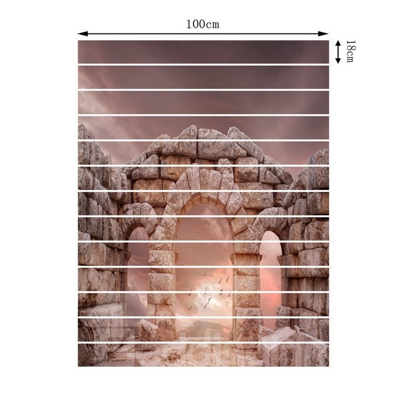 6/13 Piece PVC Waterproof Stone Arch Pattern Eco-friendly Self-Adhesive Stair Mural