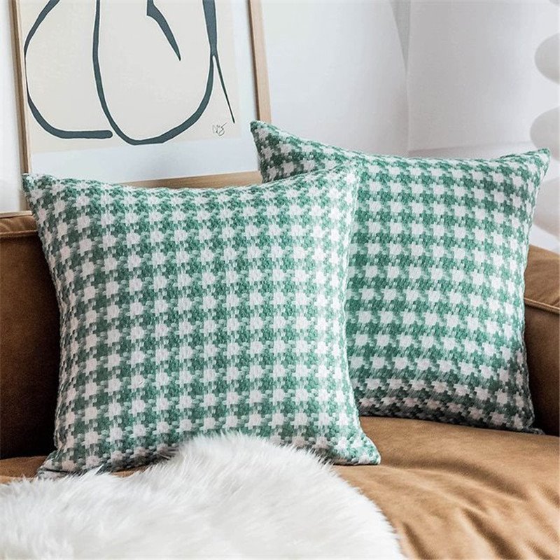 Modern Houndstooth Pattern Pillowcase Square Cushion Cases Bed Sofa Pillowcases 18x18 inches 1 Piece 6 Colors