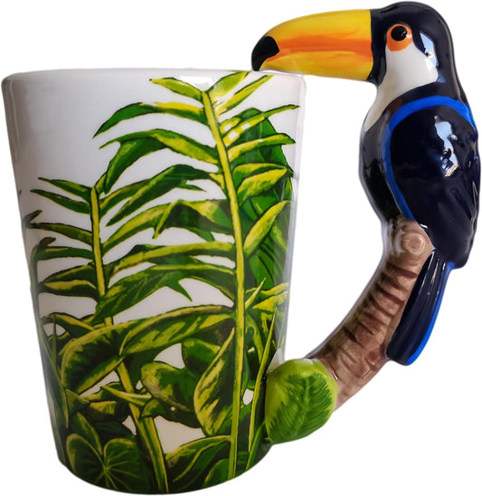 Cute Toco Toucan Coffee Mugs Tropical Wildlife Theme Cup Procelain Animal Mugs for Daily Use, Gift, Collection Hobby, 12 Oz