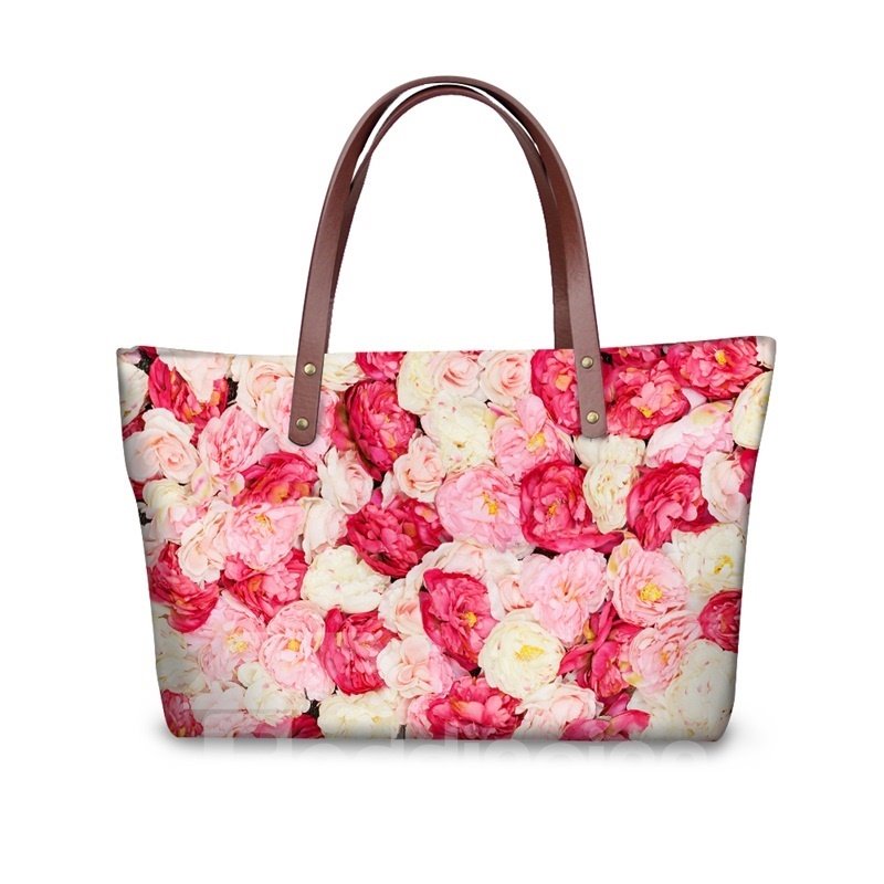 Warmth Floral Claveles Impermeable Resistente 3D Impreso para Mujeres Niñas Bolsos de Hombro