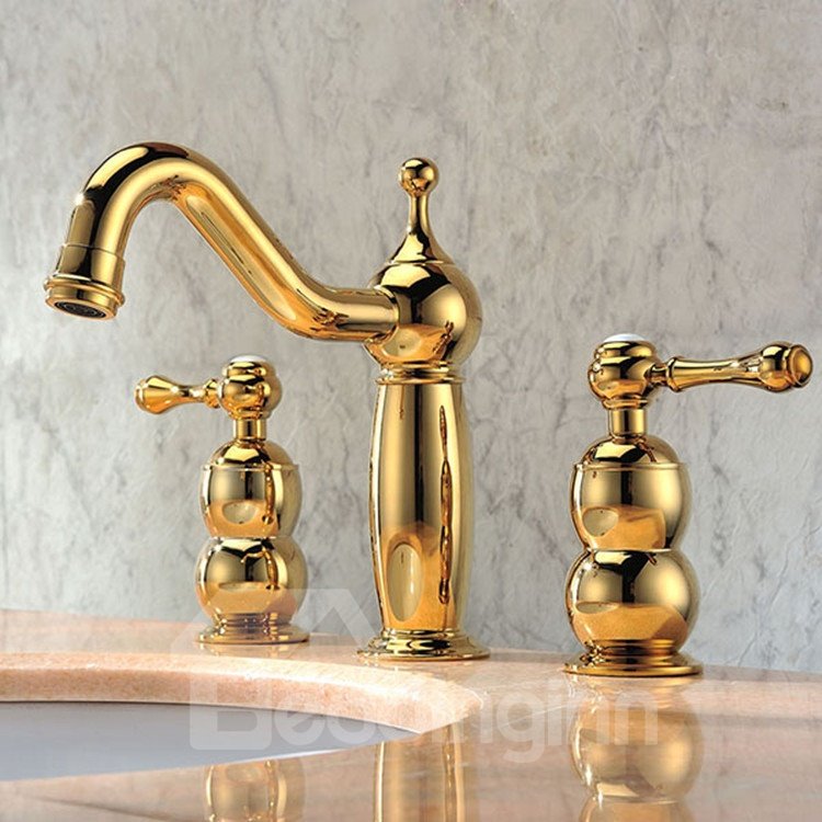 Nueva llegada, grifo de lavabo de baño dorado de estilo europeo Retro de alta calidad