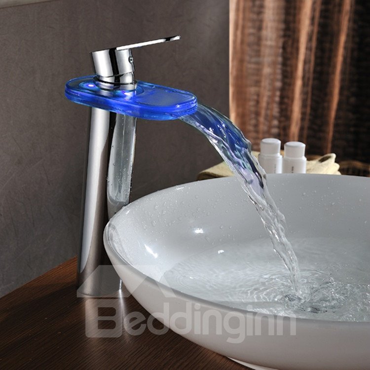 Elegante grifo de lavabo de baño con cambio de color LED de alta calidad