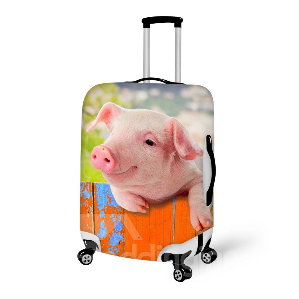 Adorable Piglet on Fence Pattern 3D Painted Luggage Cover